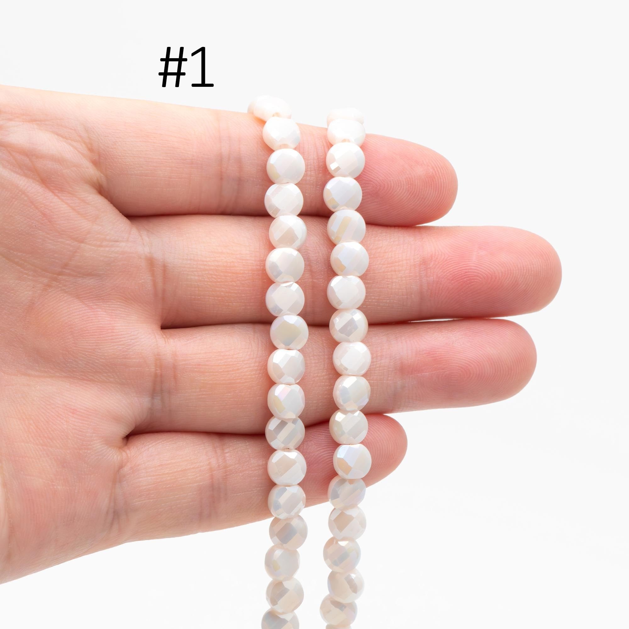 95pcs Faceted Coin Glass Beads, Crystal Round Button Beads 6mm, (TS-98)